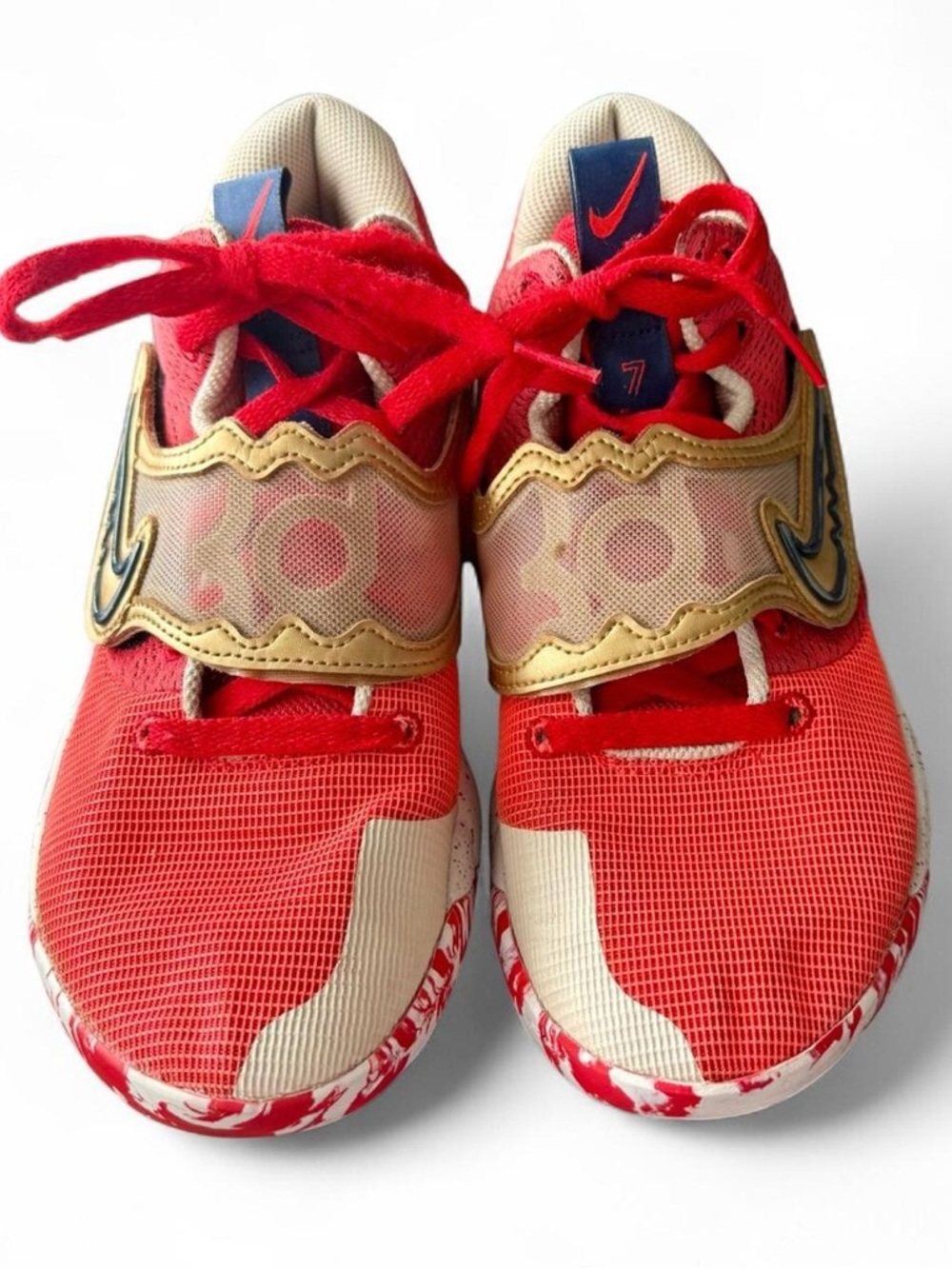 Nike KD Trey 5 X red and gold sneakers - bold streetwear basketball shoes